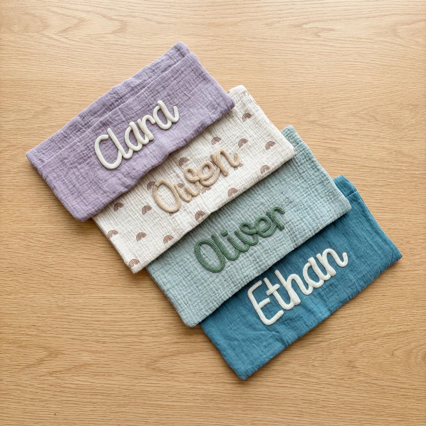 Personalized Car Backseat Organizer, Kids Car Caddy with Knit Name, Cotton Toy Storage