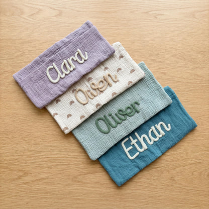 Personalized Car Backseat Organizer, Kids Car Caddy with Knit Name, Cotton Toy Storage