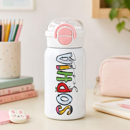 Personalized kids water bottle, Custom Kids cups with name, Back to school water bottle for girls & boys