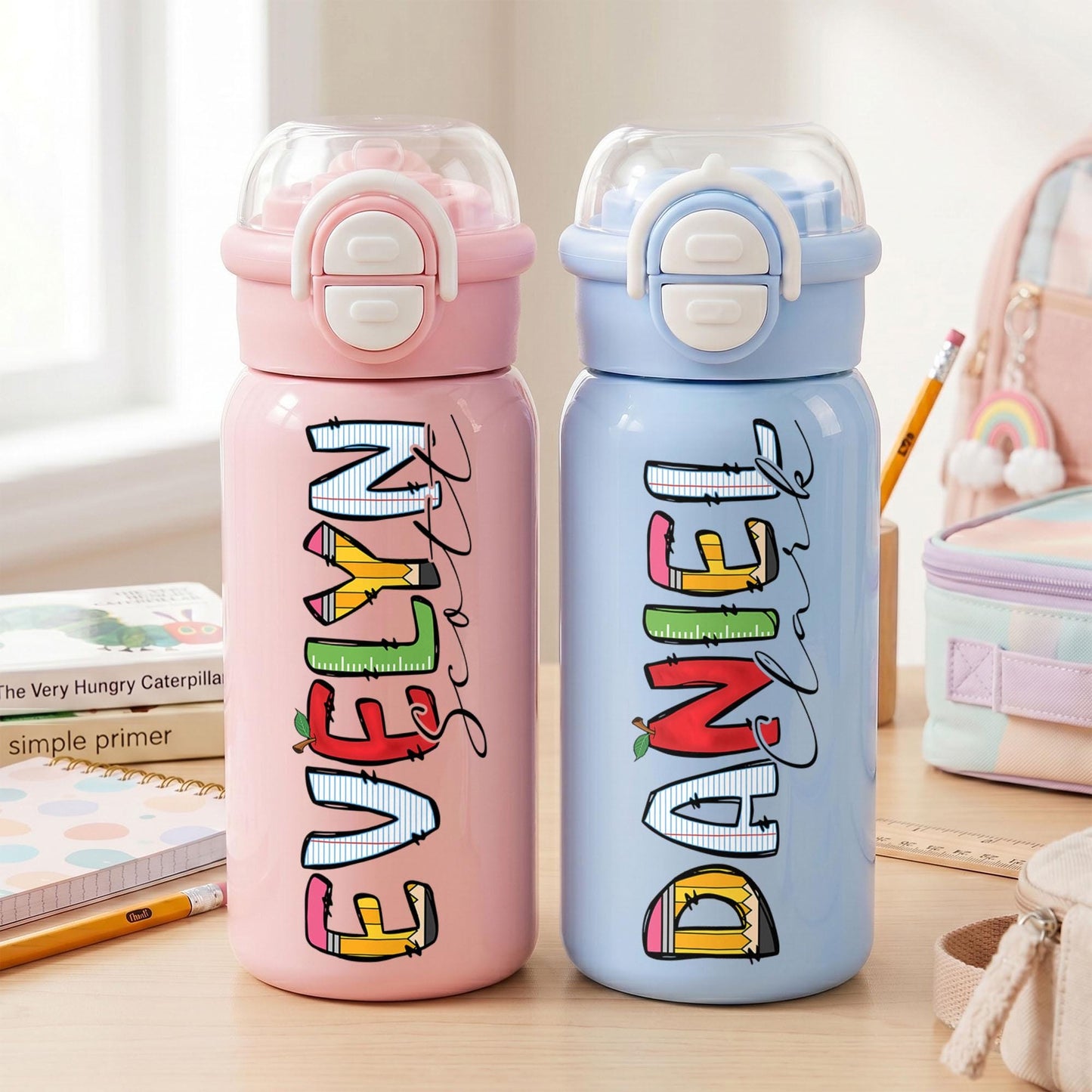 Personalized kids water bottle, Custom Kids cups with name, Back to school water bottle for girls & boys