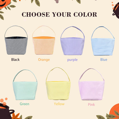 Personalized Seersucker Halloween Trick or Treat Basket, Kids Candy Bucket