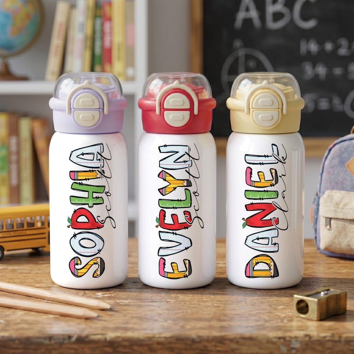 Personalized kids water bottle, Custom Kids cups with name, Back to school water bottle for girls & boys
