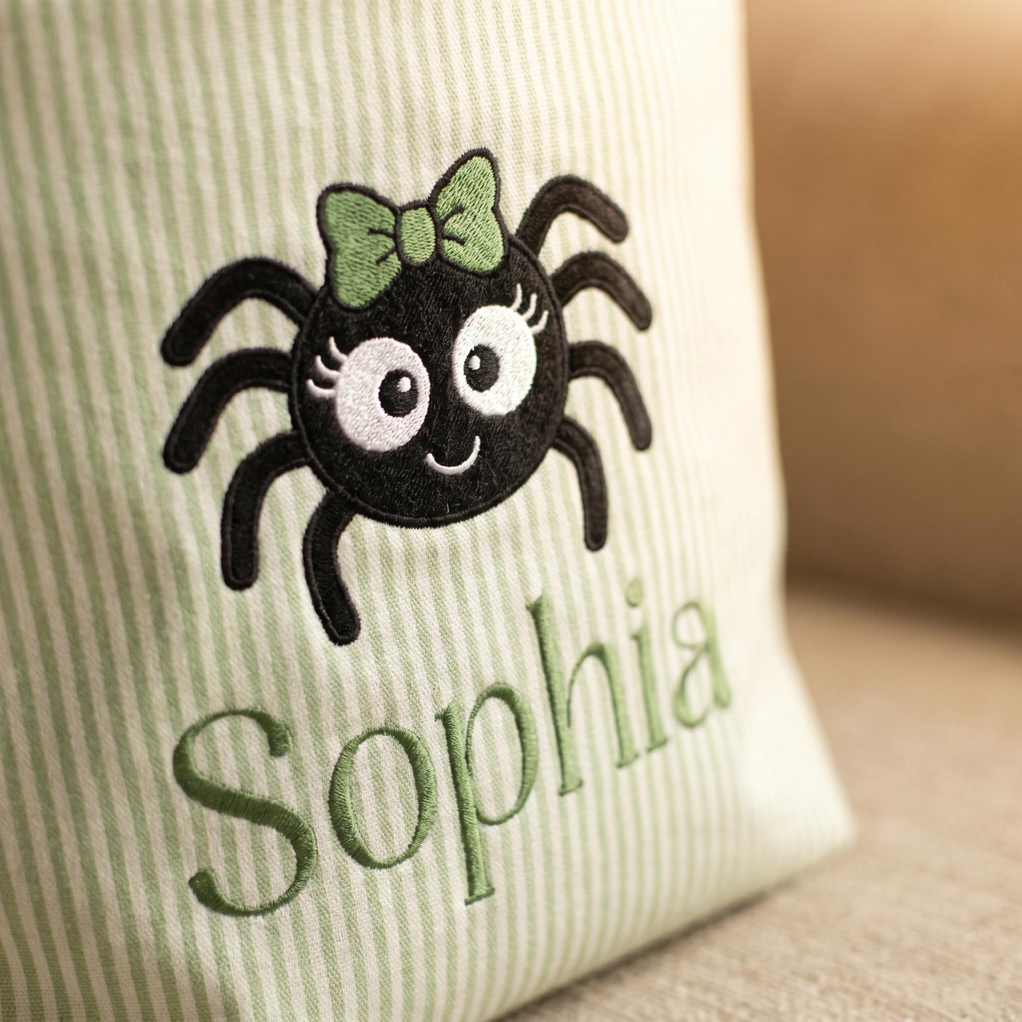 Personalized Seersucker Halloween Trick or Treat Basket, Kids Candy Bucket