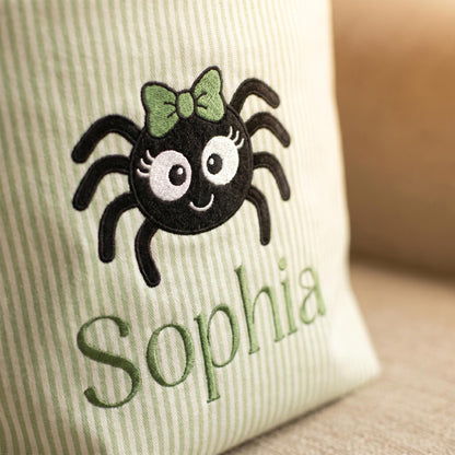 Personalized Seersucker Halloween Trick or Treat Basket, Kids Candy Bucket