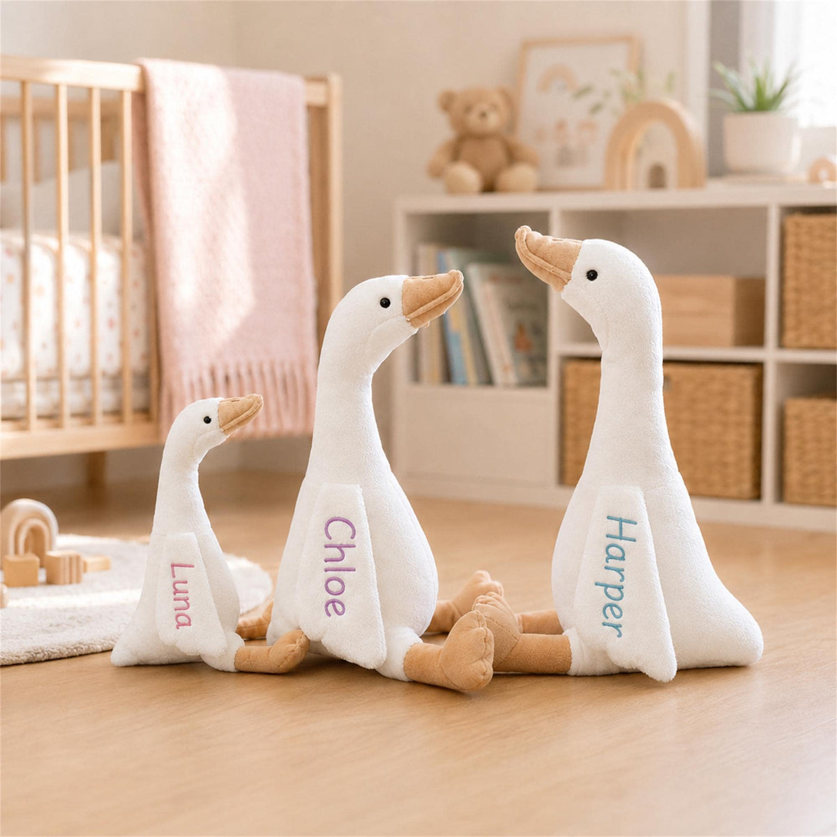 Personalized Baby Goose Plush, Custom Embroidered Stuffed Toy