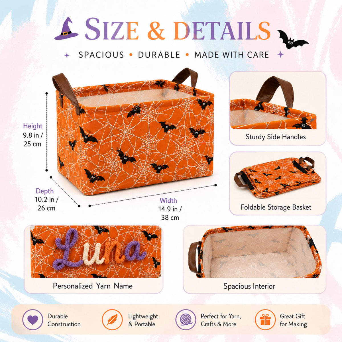 Halloween Storage Basket, Personalized Boo Basket, Custom Name Candy Basket