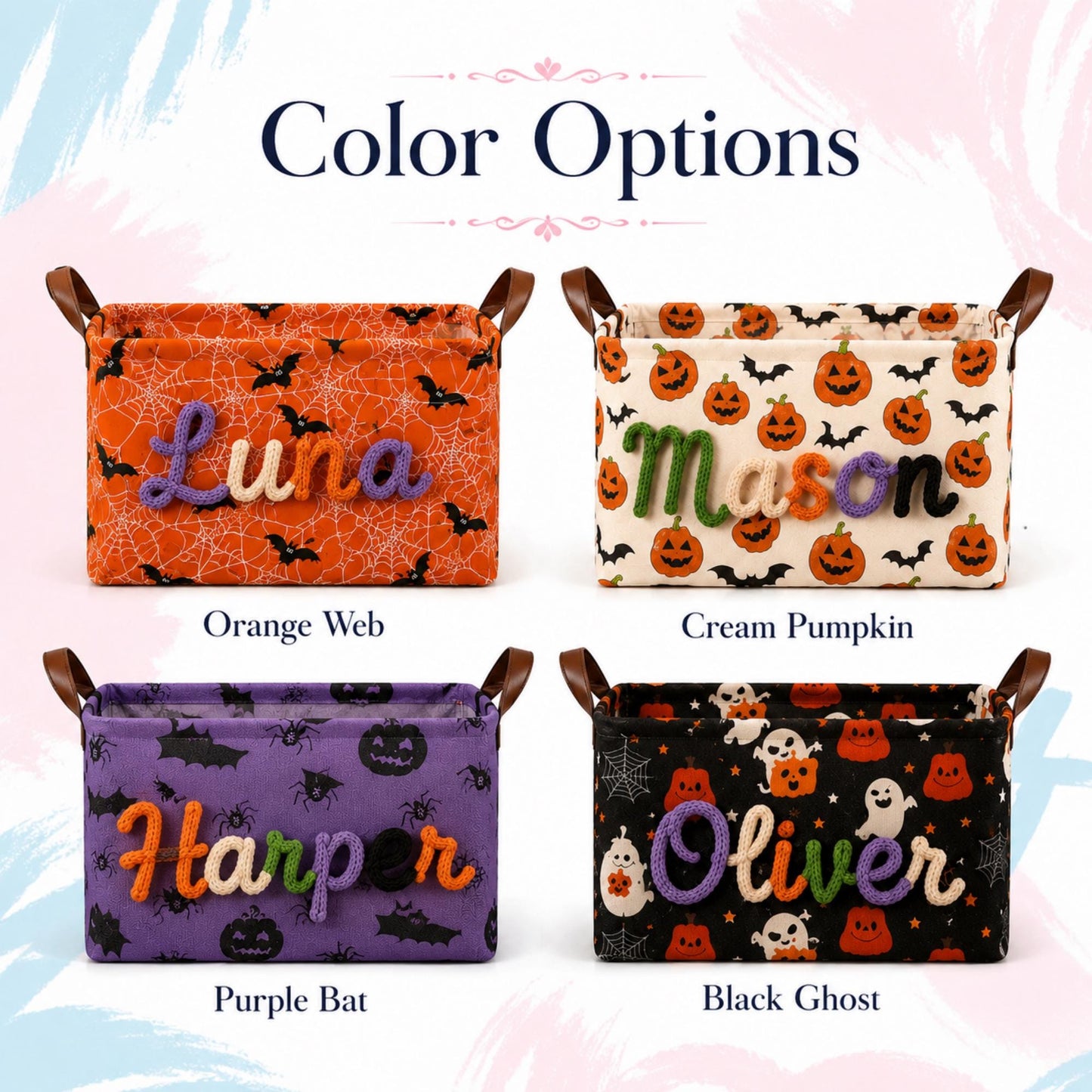 Halloween Storage Basket, Personalized Boo Basket, Custom Name Candy Basket
