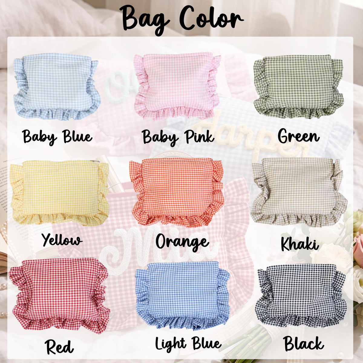 Personalized Ruffle Bridal Party Pouch,Bridesmaid Favor Personalized Makeup Bag,Getting Ready Gift