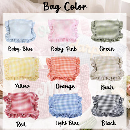 Personalized Ruffle Bridal Party Pouch,Bridesmaid Favor Personalized Makeup Bag,Getting Ready Gift
