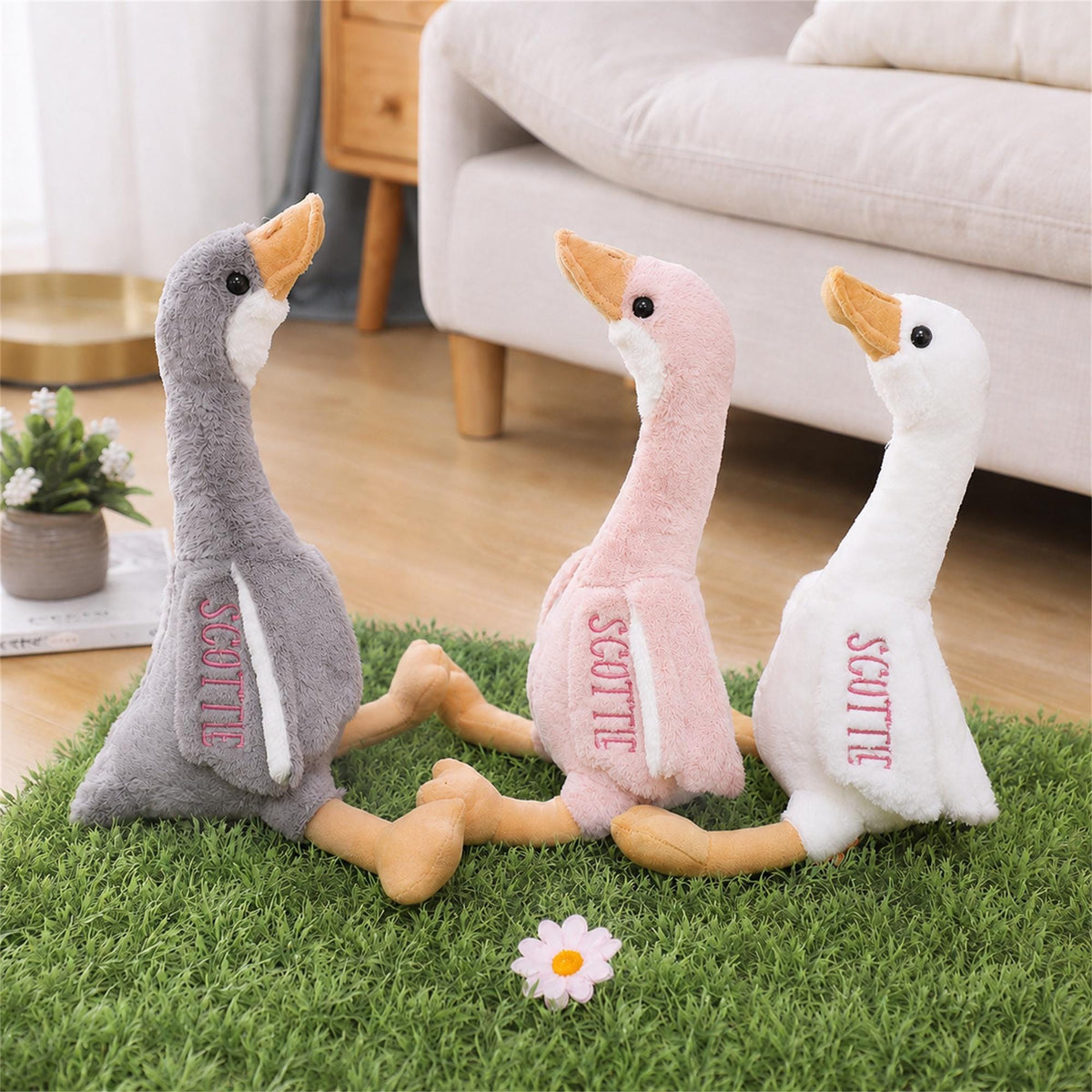 Personalized Baby Goose Plush, Custom Embroidered Stuffed Toy