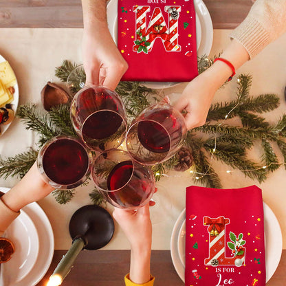 Personalized Christmas Cotton Napkin with Name | Candy Cane Initial | Party Table Decor
