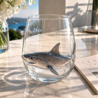 3D Ocean Animal Glass Cup, Sea Creature Glassware, Shark Turtle Dolphin Octopus Whale Jellyfish Crab Seahorse Cup