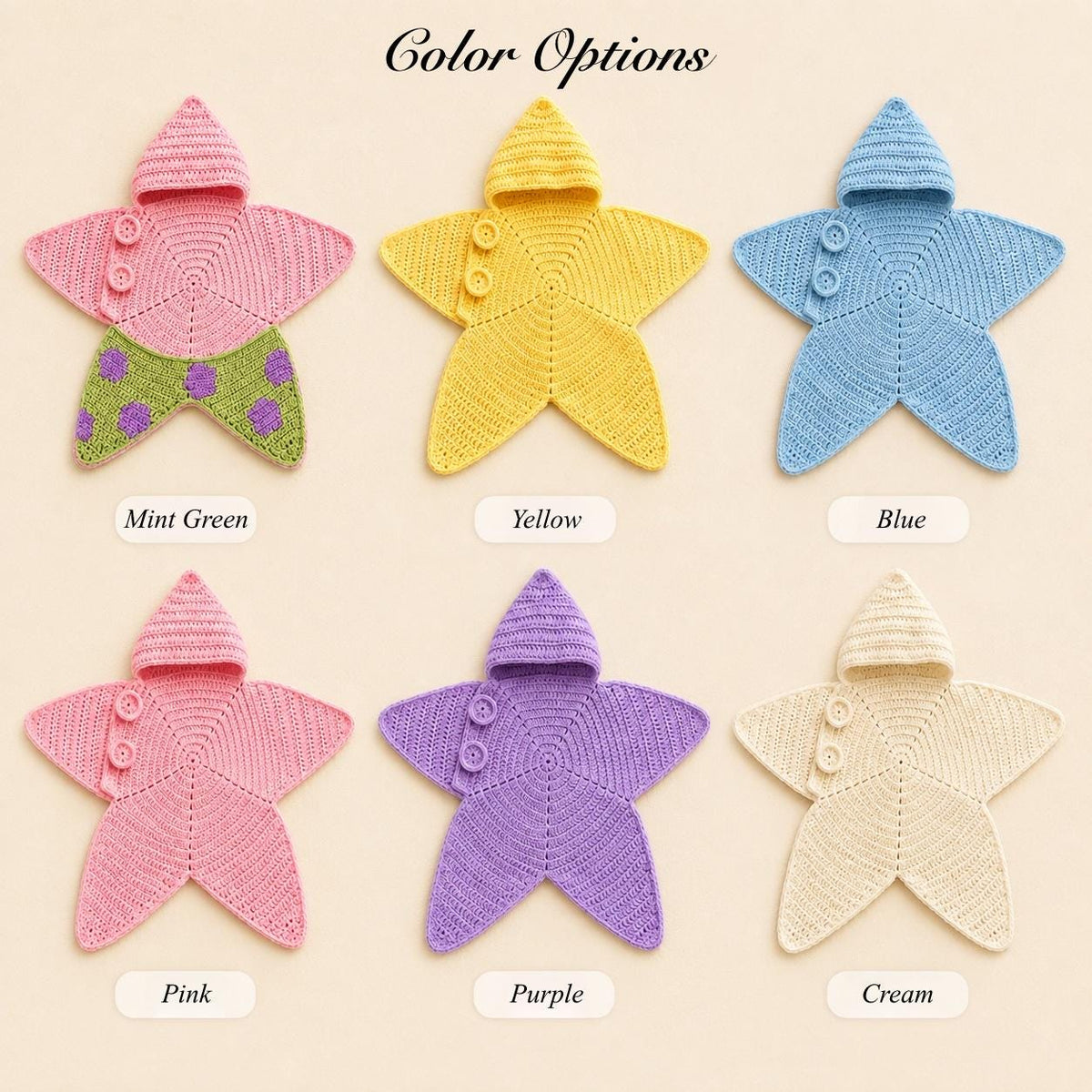 Crochet Star Baby Outfit, Personalized Name Hooded Cocoon, Newborn Photo Prop, Baby Shower Gift, PDF Pattern, DIY Kit or Finished