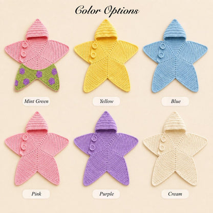 Crochet Star Baby Outfit, Personalized Name Hooded Cocoon, Newborn Photo Prop, Baby Shower Gift, PDF Pattern, DIY Kit or Finished